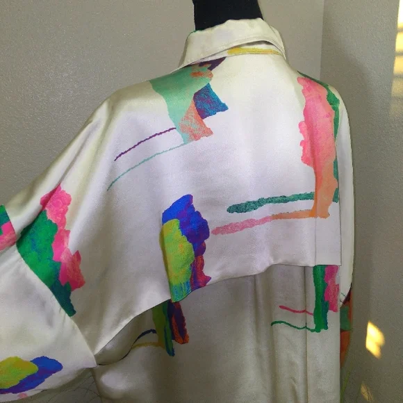 H&M STUDIO 2020 Women's MultiColor Abstract Print Long Sleeve Blouse- Size S - Picture 5 of 14